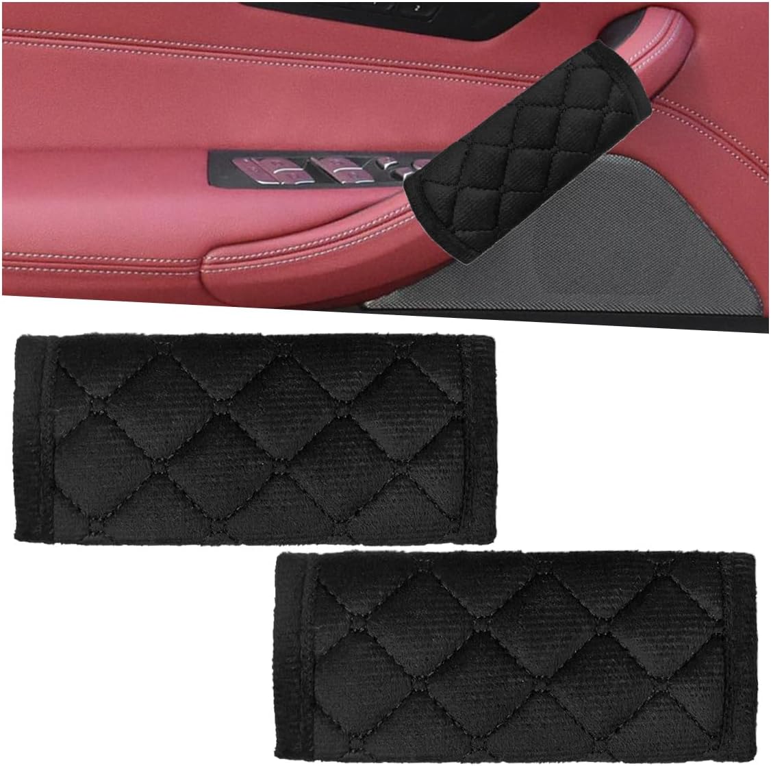 2PCS Car Grab Handle Cover, Car Inside Door Handle Protector (Black)