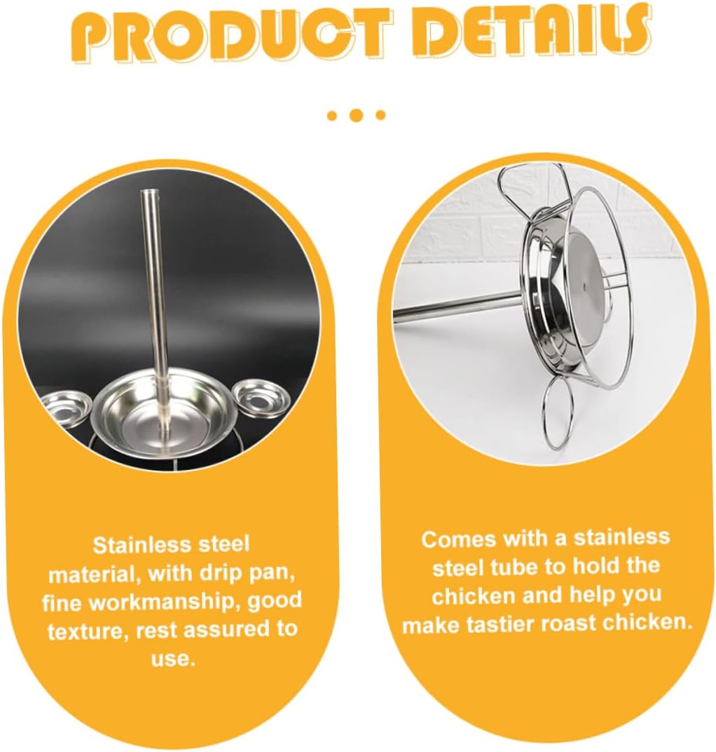 Stainless Steel Roast Rack with Drip Pan Chicken Holder for Oven and Grill for Turkey Roasting Easy to Use for Outdoor Bbq and Camping