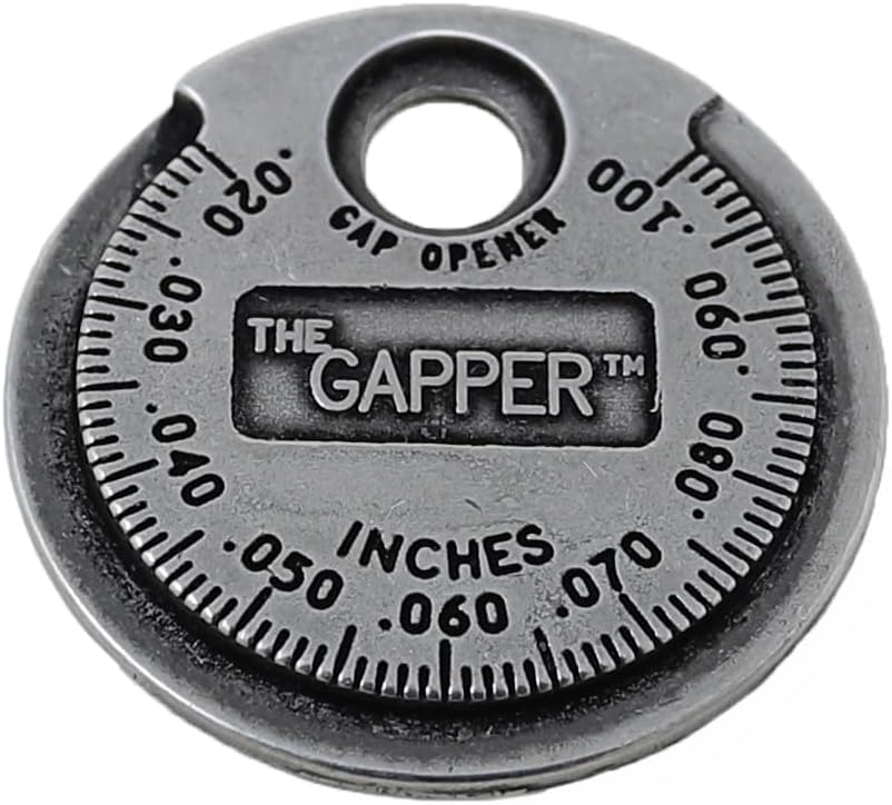 3235 Spark Plug Gapper: Coin-Style Spark Plug Gap Tool, 0.020"–0.100" Measurement Range, Plated Steel, Quick-Check Reference Tool