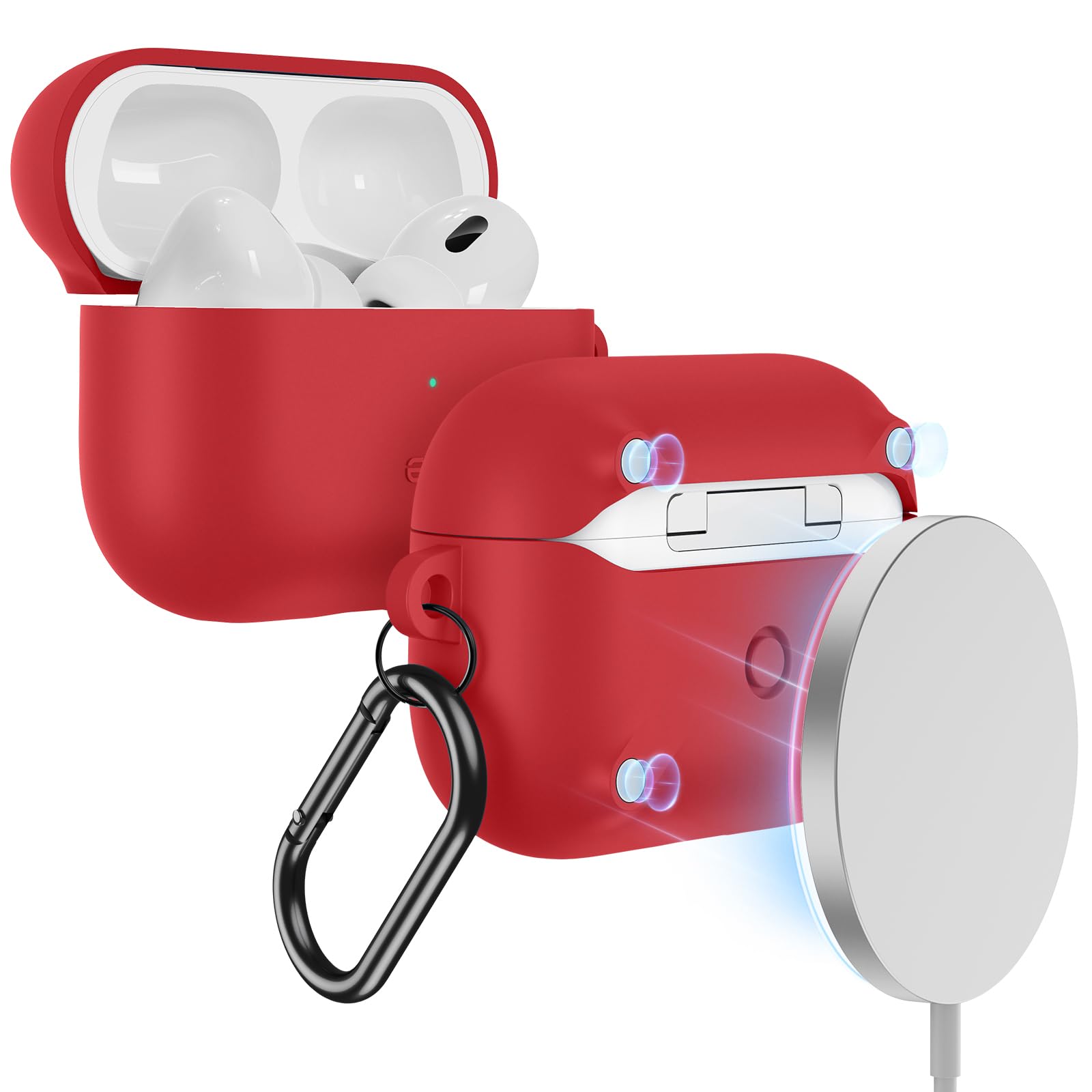 ESRfor AirPods Pro Case (2023/2022/2019, 2nd/1st Gen), Compatible with Airpods Pro 2nd Generation Case (USB-C/Lightning Cable), Compatible with MagSafe, Full Drop Protection, Cloud Series, Red