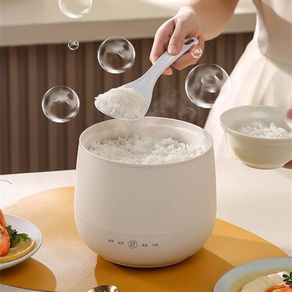 Cuociriso elettrico piccolo, 1,8 l, mini con pentola antiaderente, 4 funzioni multicooker per 1-2 persone, per preparare riso, zuppe, porridge, torte, apparecchio da cucina compatto e conveniente