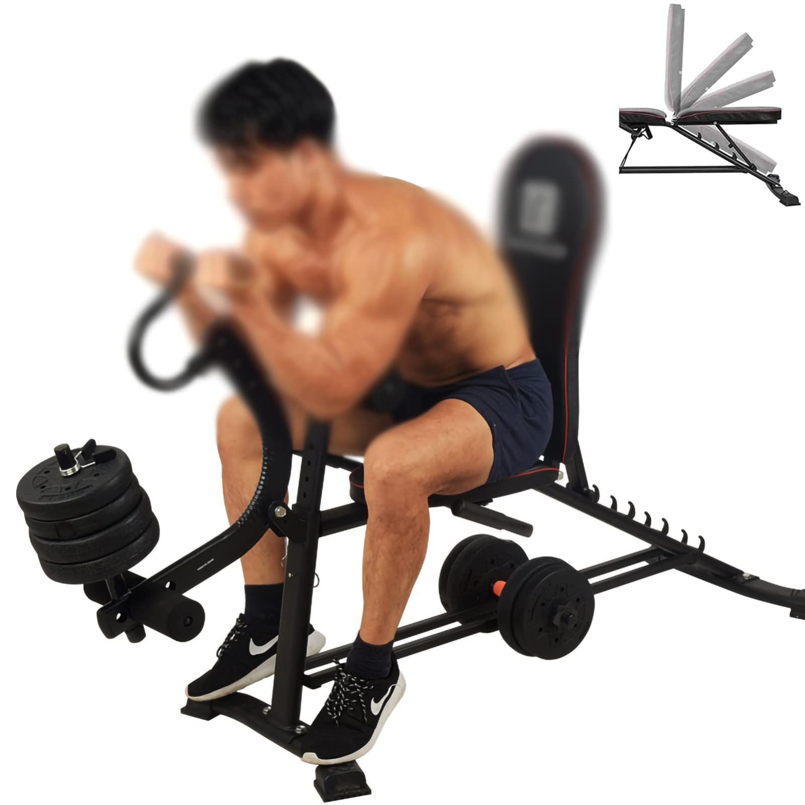 ISolay Verstellbares Gewichtheberbett mit 5-stufig Verstellbarer Bauchbank, Sit-Up-Fitness, Hantelbank, Taillenbank, Bank für Gewichtheben und Heimtraining, Belastung 300 kg