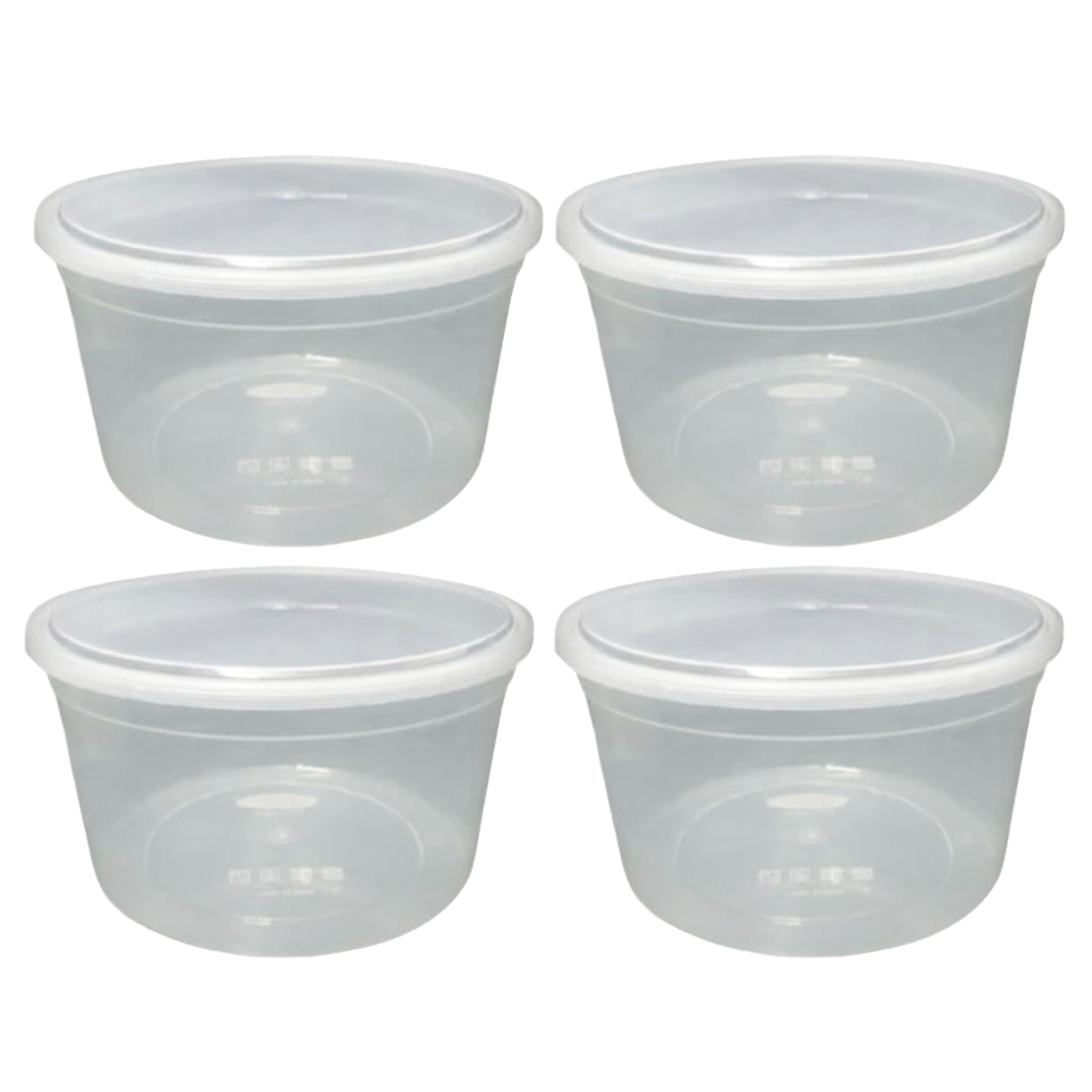 M1ss Transparent Set Of 4-4000Ml Large Round Food Storage Containers With Secure Seal Lids Bpa Free Plastic Leakproof Plastic Box Meal Prep Takeaway Food Container For Daily Use In Kitchen Fruit Salad