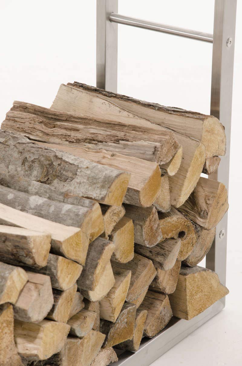 CLP Scaffale Legnaia Keri in Robusto Acciaio Inox per Camino I Portalegna da Interno per Caminetto I Supporto Legnaia Design Soggiorno, Dimensione:25x80x100 cm