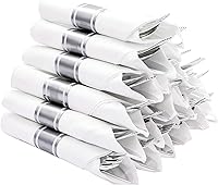 Vista 1 de N9R Juego de 75 cubiertos de plástico plateado preenrollados, 75 piezas (75 tenedores, 75 cuchillos, 75 cucharas, 75 servilletas), juego