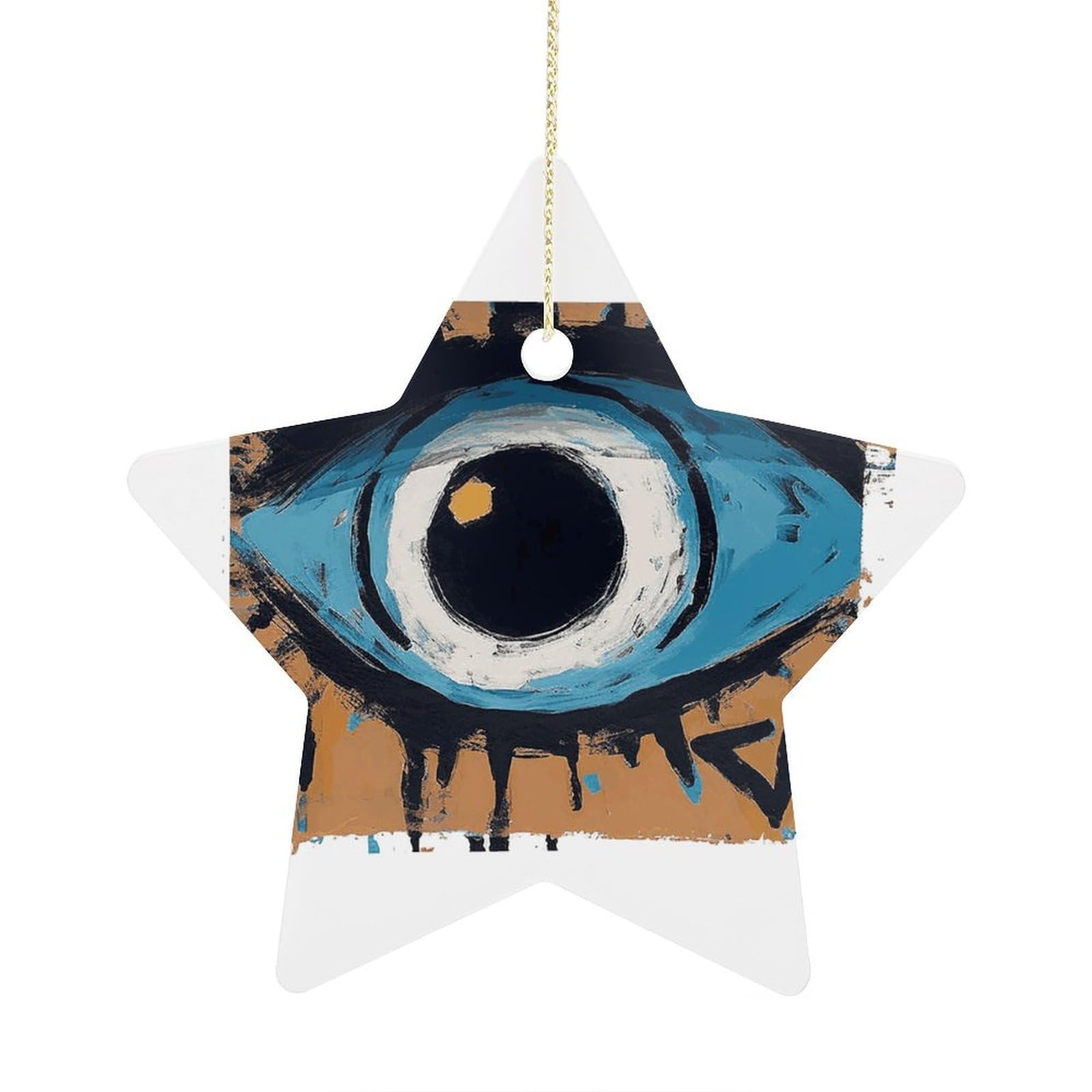 Fodpand Women's Style Evil Eye Ornament With String, Keepsake Hanging Decorations,Ceramic Ornaments For Men Indoor Home Holiday Party Gifts