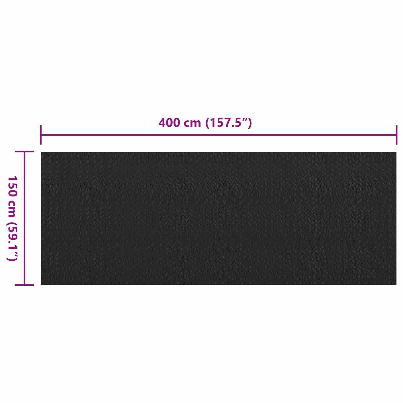 Gummi Außenfußmatte Schwarz 1,5 x 4 m, 3 mm Dicke Bodenbelag für Terrasse, Garten und Kofferraum, robuste rechteckige Gummimatte, leicht zu reinigen und vielseitig einsetzbar