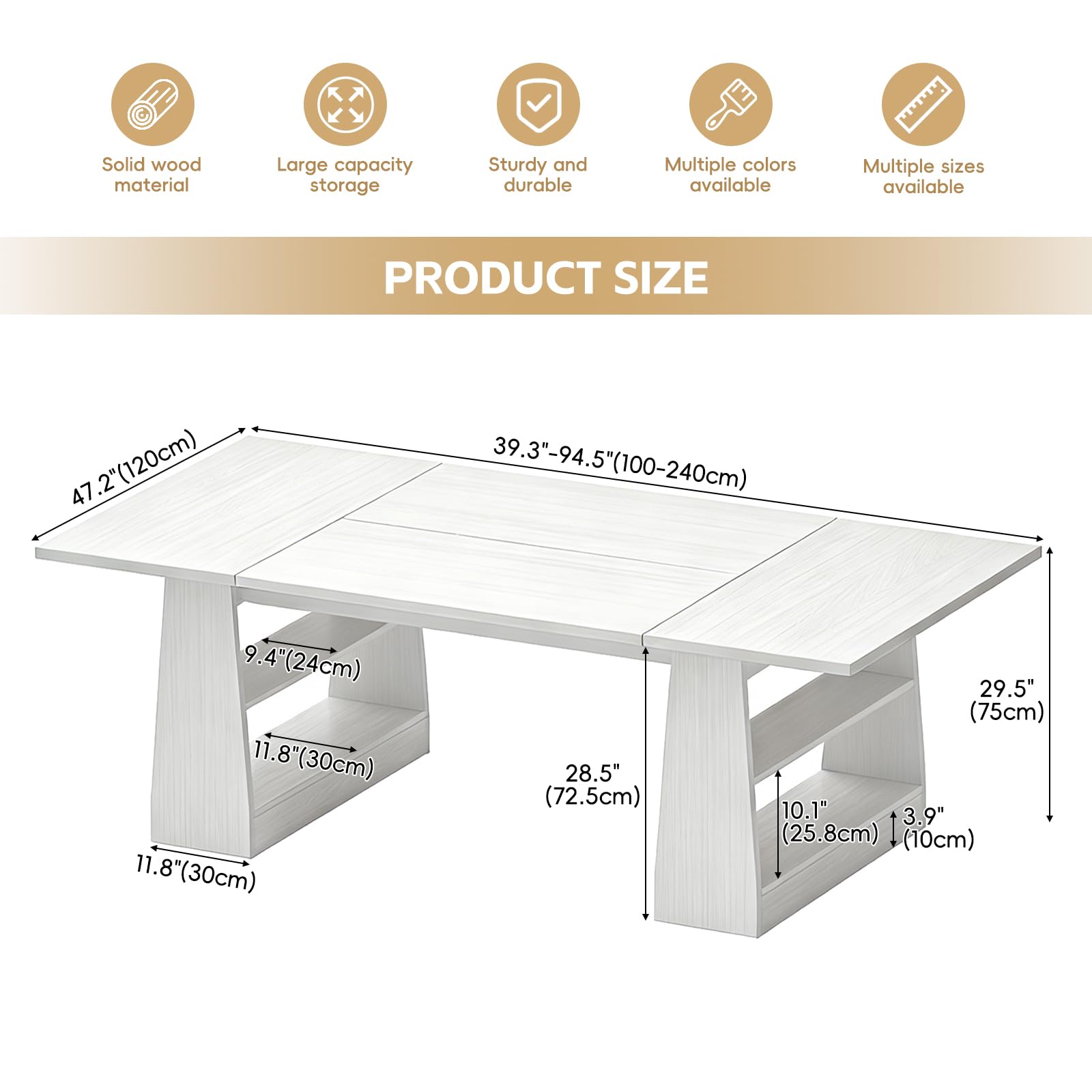 Mesa de conferencias Modular de Madera Maciza con Almacenamiento de Varios Niveles, Resistente a los arañazos, para 4-6 Personas
