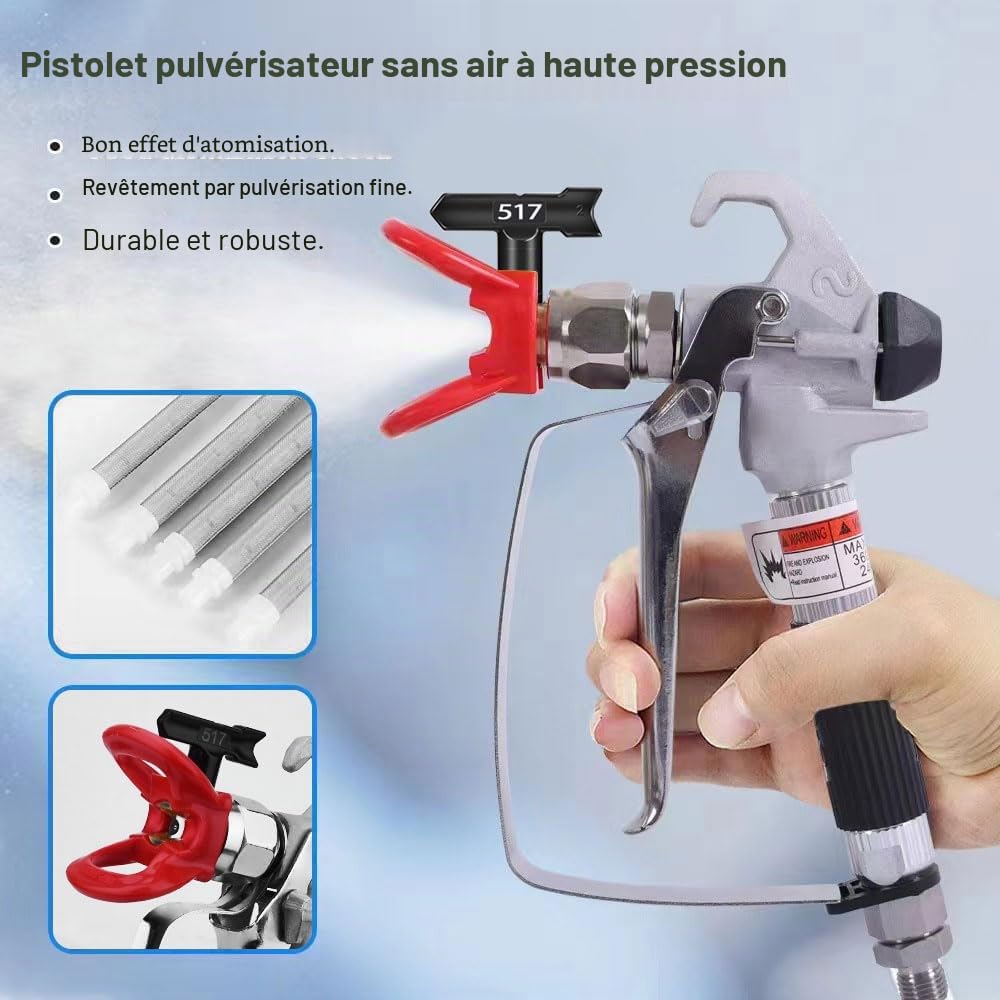 Pistolet à peinture airless et arroseur 517 pour toutes les machines à peinture airless, joints rotatifs et pulvérisateur haute pression 3600 PSI