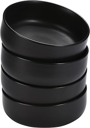 Miniatura 1 de Bruntmor Juego de 4 cuencos de cerámica para postres de 20 onzas, color blanco, cuencos de porcelana de 20 onzas para helado, aperitivos, postres,