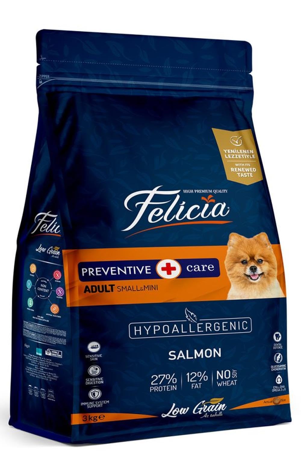 Felicia Az Tahıllı 3 Kg Yetişkin Somonlu Small/Mini HypoAllergenic Köpek Maması