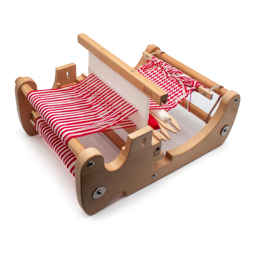 Household Desktop Loom Simple DIY Handmade Weaving Knitting Machine, Beech Frame Adjustable Weaving Density ZZ201