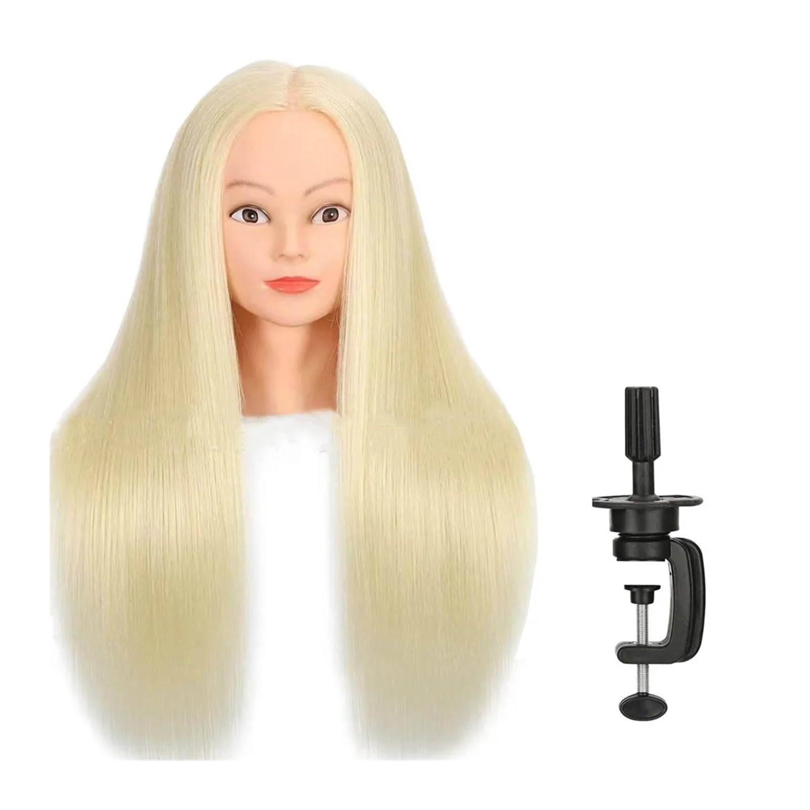 Fonfou Women's Blonde Mannequin Head Training For Braid Hairdressing High Temperature Fiber Doll(Blonde)