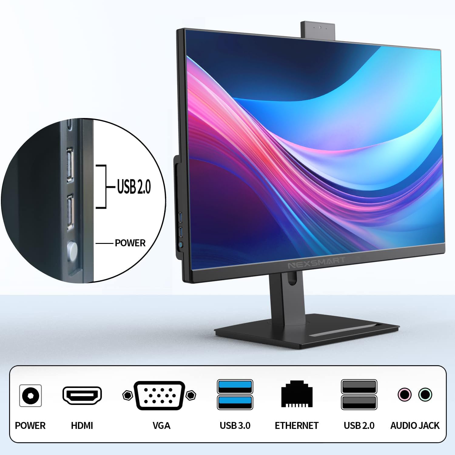 DREAMFYRE Computer All-in-One 27 Pollici Core i7 (fino a 3.20 GHz), All-in-One PC Schermo Rotante 512 GB SSD 16 GB RAM con Webcam Frontale, Supporta Wi-Fi Doppia Banda 2.4G/5.2G Bluetooth 4.2, Nero