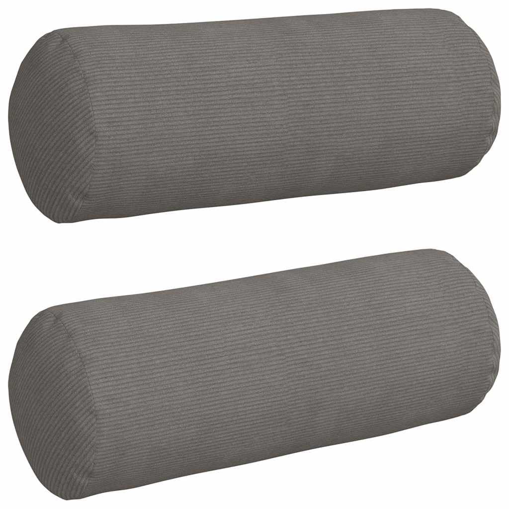 2er Set Bolsterkissen Hellgrau 25x70 cm Nackenrolle Cord | Weiche Nackenrollen aus Cordstoff mit Reißverschluss für gemütliche Stunden im Schlafzimmer und Wohnzimmer.