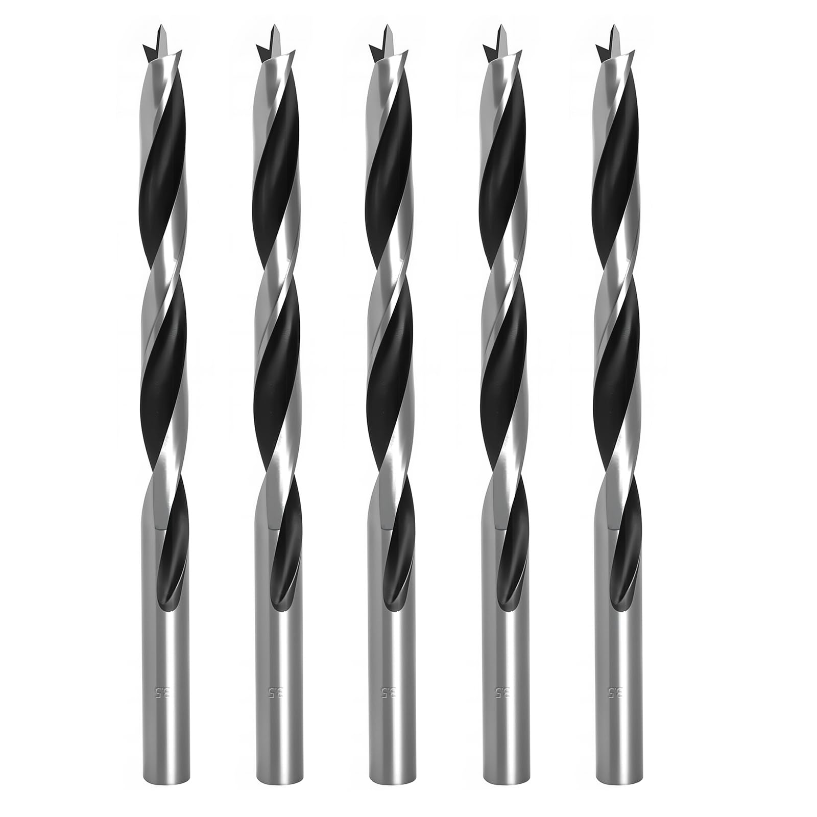 TIBOO DAY Brad Point Wood Drill Bits 3.5mm (9/64") Brad Point Drill, 5 Pcs