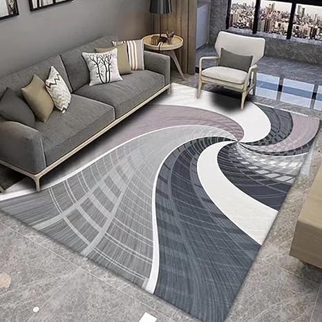 Amazon モダンな波状サークルデザインエリアラグ 幾何学的ポリプロピレン屋内エリアラグソフトショートパイル滑り止めフロアマット リビングルーム ベッドルーム 家の装飾 ラグ カーペット オンライン通販