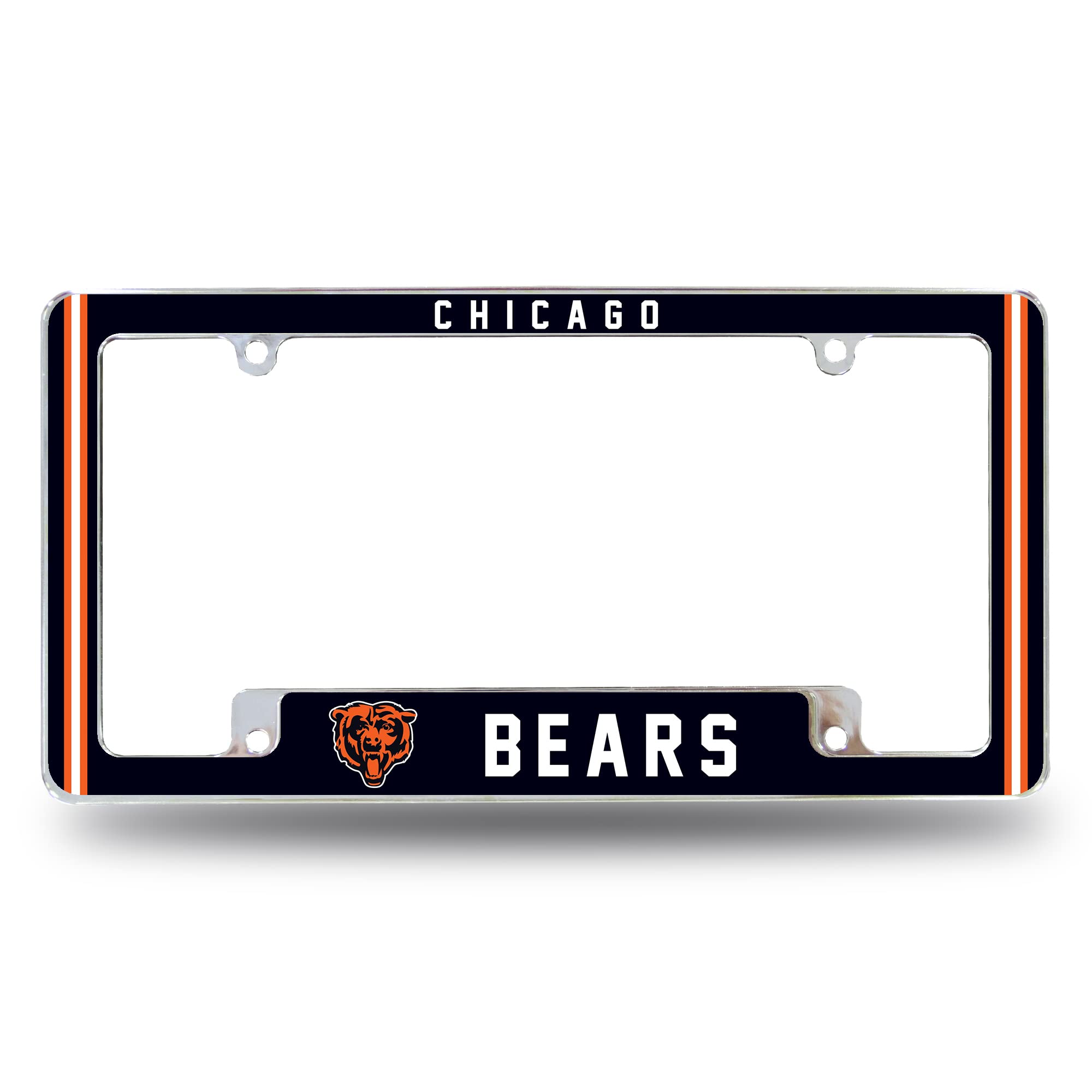 Rico Industries NFL Chicago Bears Alternate 12" x 6" Chrome All Over Automotive License Plate Frame for Car/Truck/SUV