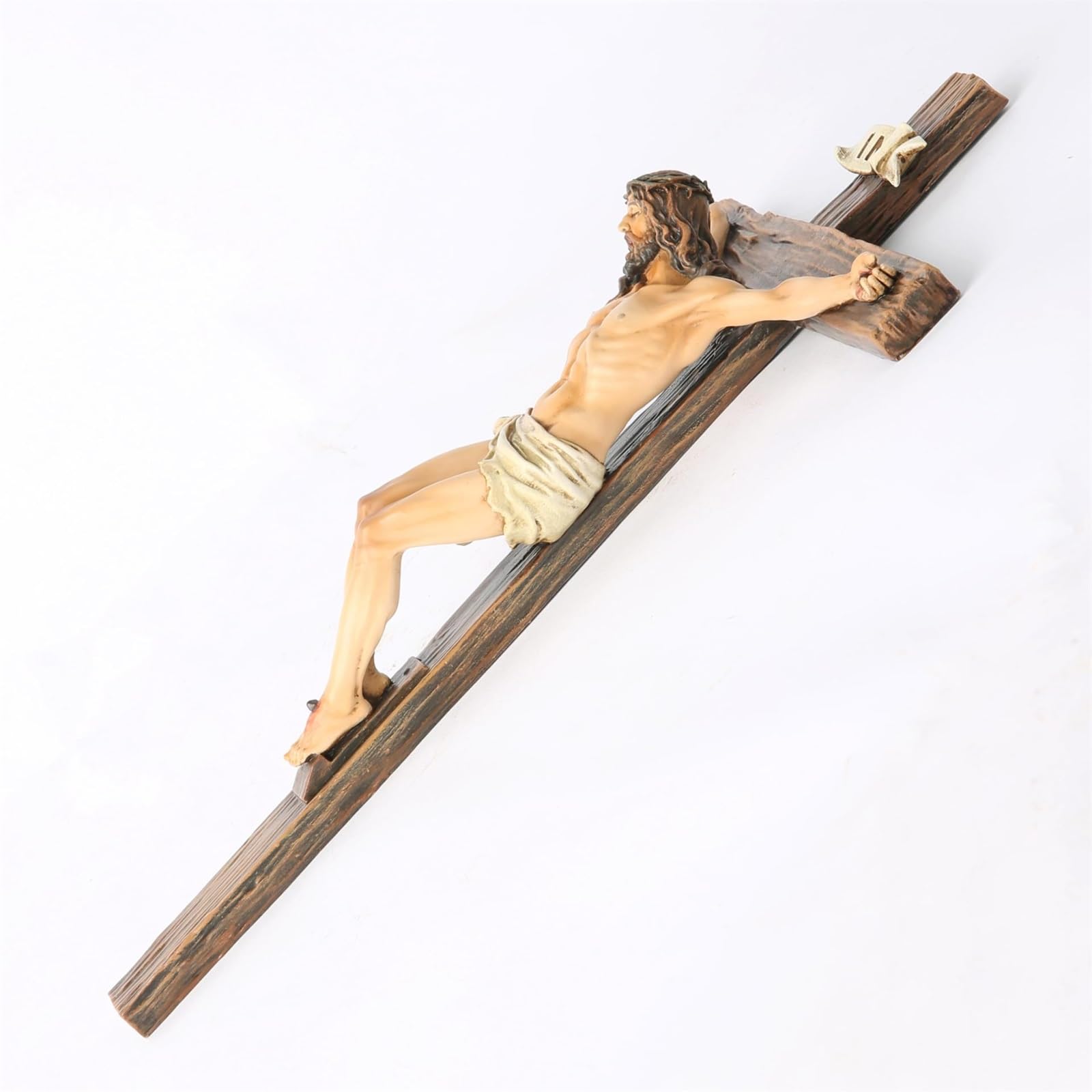 ESSECMBS Jesus Crucifix Statue Cross Decoration Praying Religious Figurine Christ Catholic Display Resin Tabletop Home Decor (Multicolor - Image 4