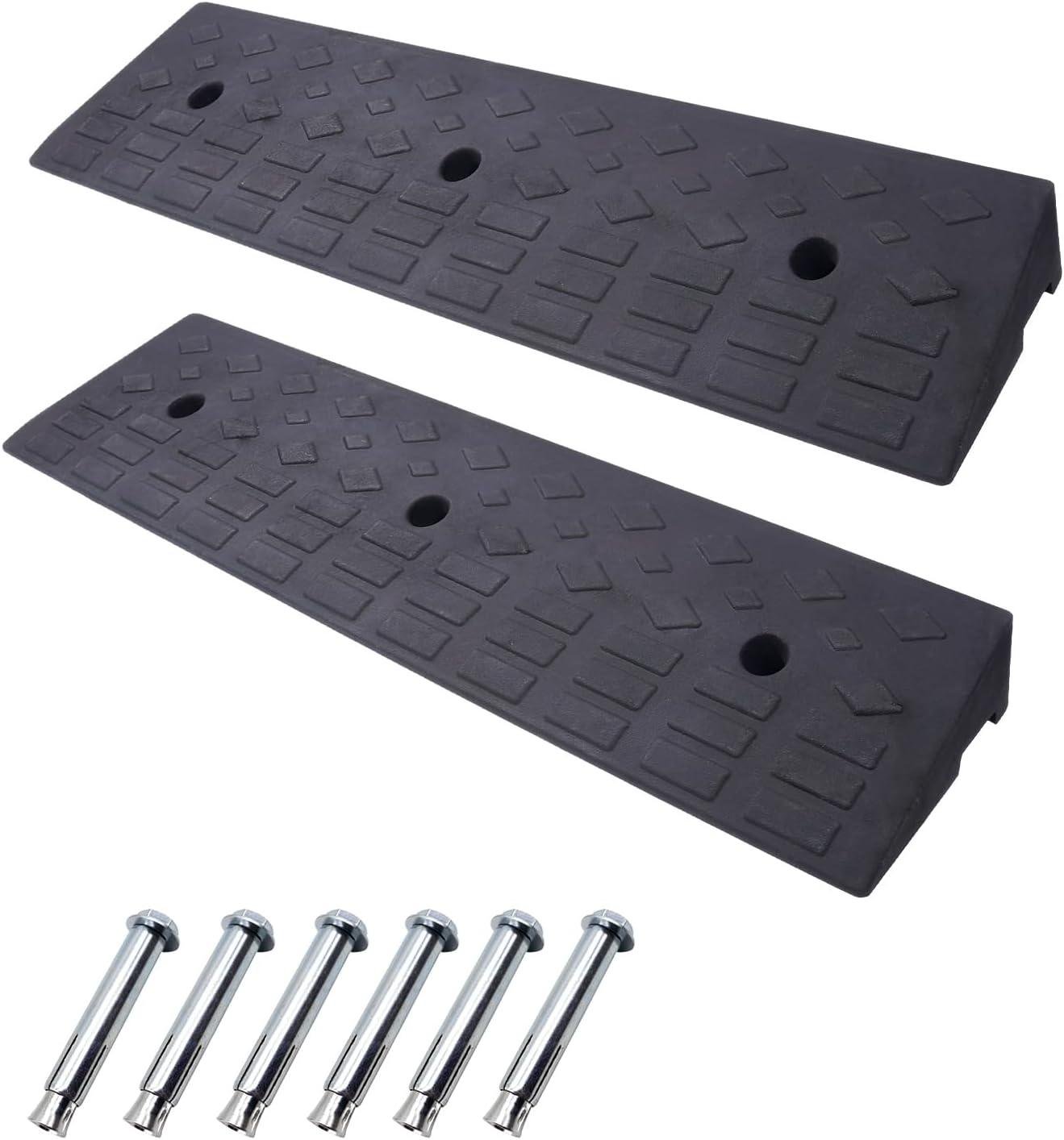 2 Pack 4'' Rise Rubber Curb Ramp Heavy Duty Loading Rubber