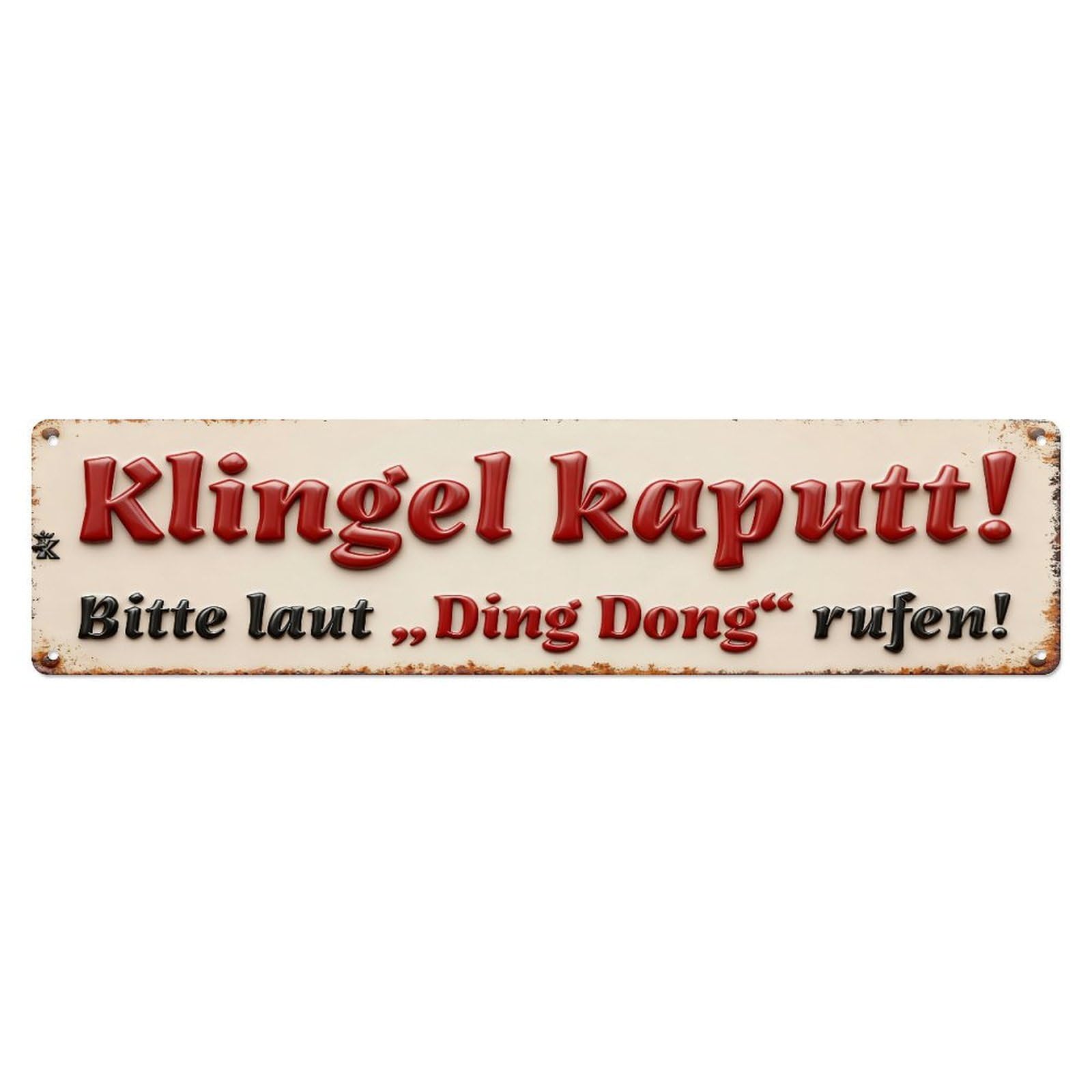 Bell Broken Please Loud Ding Dong Call Tin Sign Vintage Metal Sign Home Bar Garden Indoor & Outdoor Wall Decor Retro Metal Poster 4x16 Inch