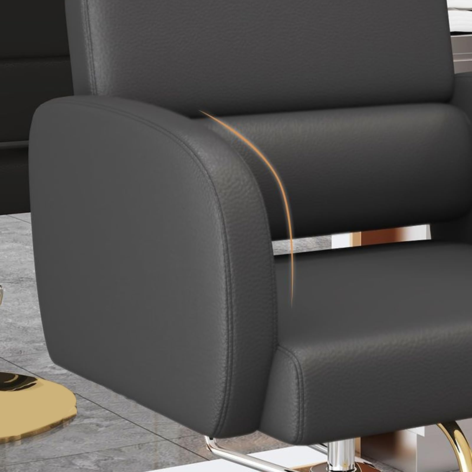 Sillas de barbero, Silla de barbero ergonómica para el hogar y la barbería, Altura Ajustable, Silla giratoria de Cuero para estilistas, Base y reposapiés de Acero Inoxidable (Beige)