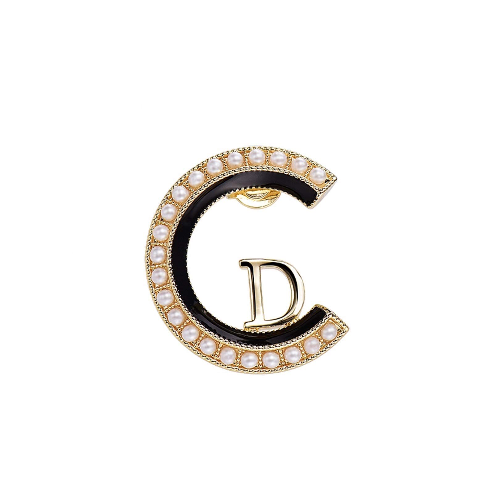 Brooche Pines for Mujeres, elegante Pin de broche letra la perla, for el cuello tela Decoración Regalos fiesta bodas, dorado □ Soltero Alfileres