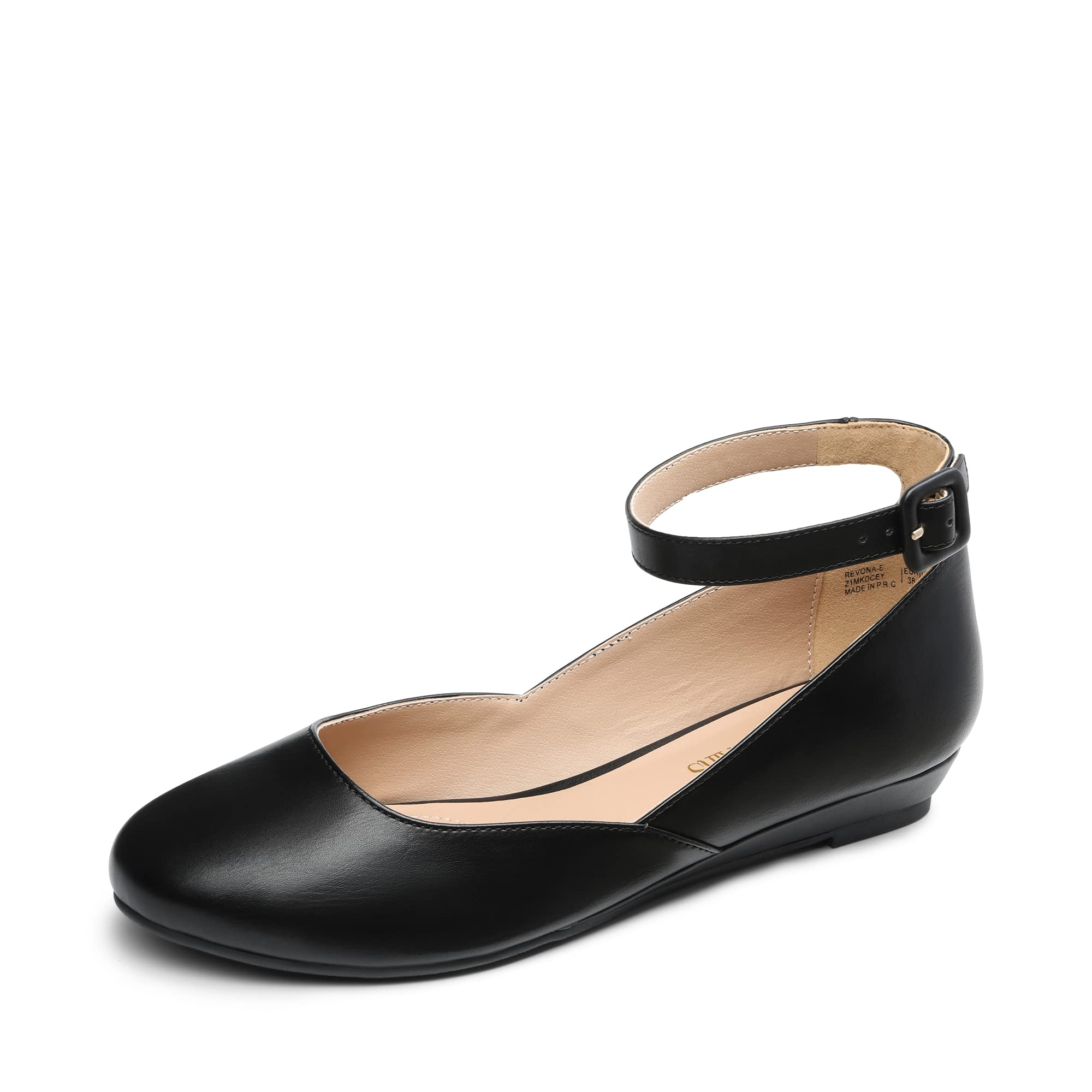 DREAM PAIRS Mujer Revona Cuña Abajo Ankle Strap Zapatos Planos