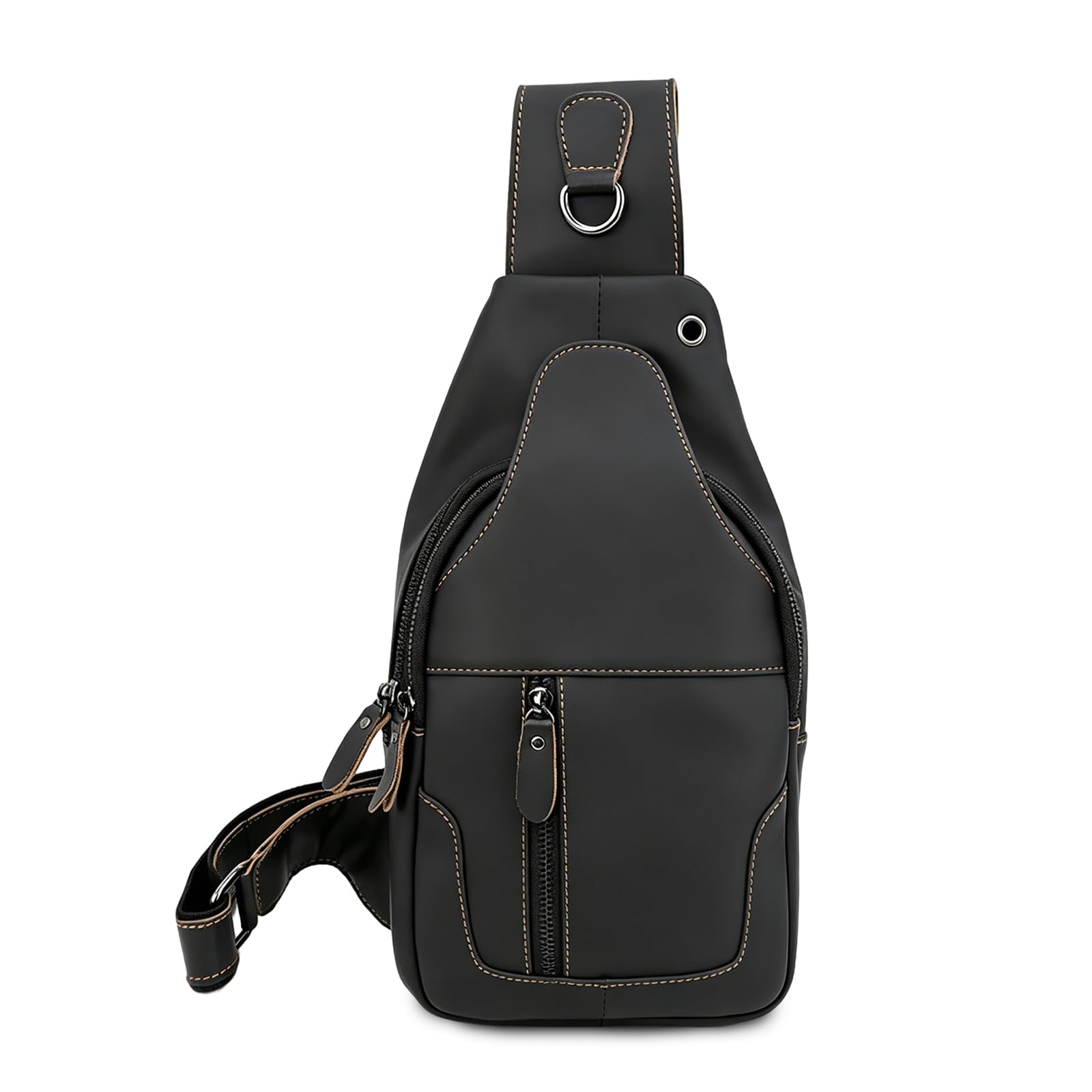 Bolsa de pecho de cuero retro con acabados resistentes para hiking 8
