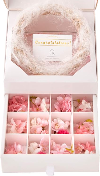 Amazon さくら 桜 リース 手作りキット ハンドメイド プリザーブドフラワー 自分で作る 接着剤付き 春 お祝い ギフト Congratulations メッセージカード付き プリザーブドフラワー オンライン通販