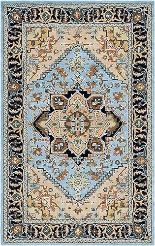 Image of 7x10 Ft Premium Wool Area Rug - Hand-Tufted Carpet for Stylish Living Rooms, Halls & Lounges