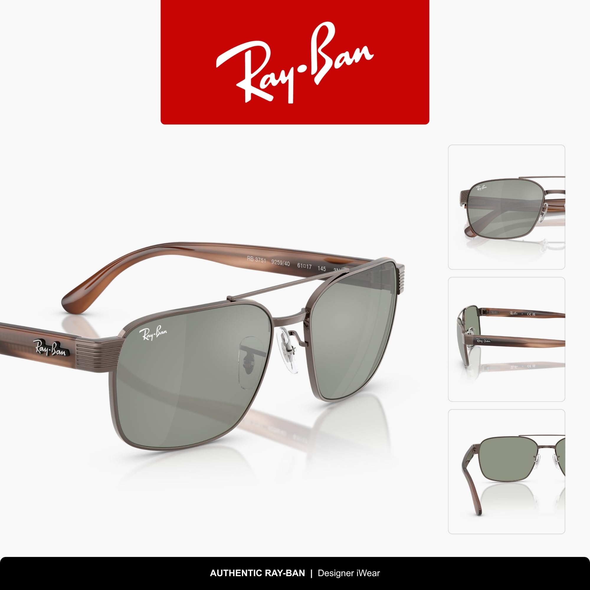 Ray-Ban Rb3751 quadratisch Sonnenbrille Unisex