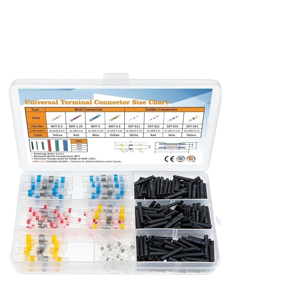 350Pcs Electrical Wire Connectors Insulated Solder Sleeve Tube Heat Shrink Terminal Waterproof Solder