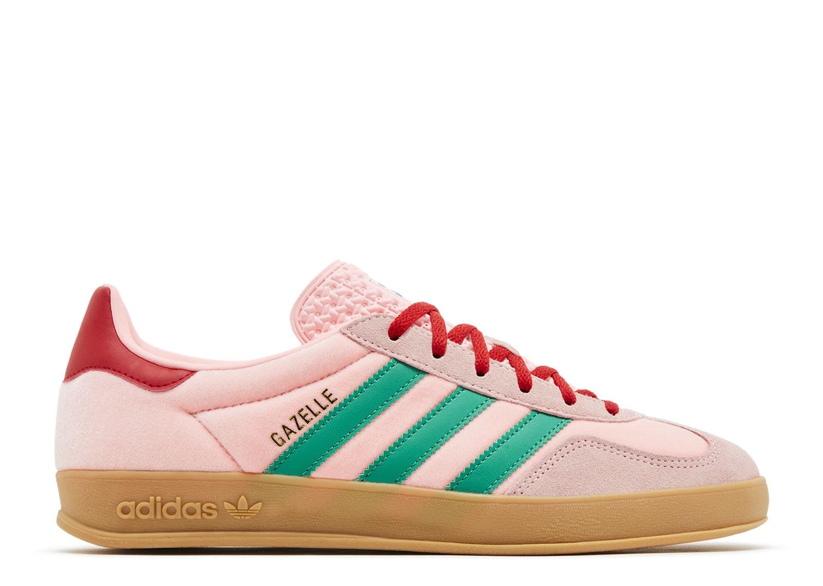 Adidas Gazelle Indoor Women's Shoes, Court Green/Glow Pink/Gum, Size 9.5