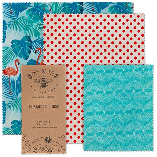 Lily BEE WRAP Beeswax Wrap Reusable Food Wraps | 3 Pack Sustainable Zero