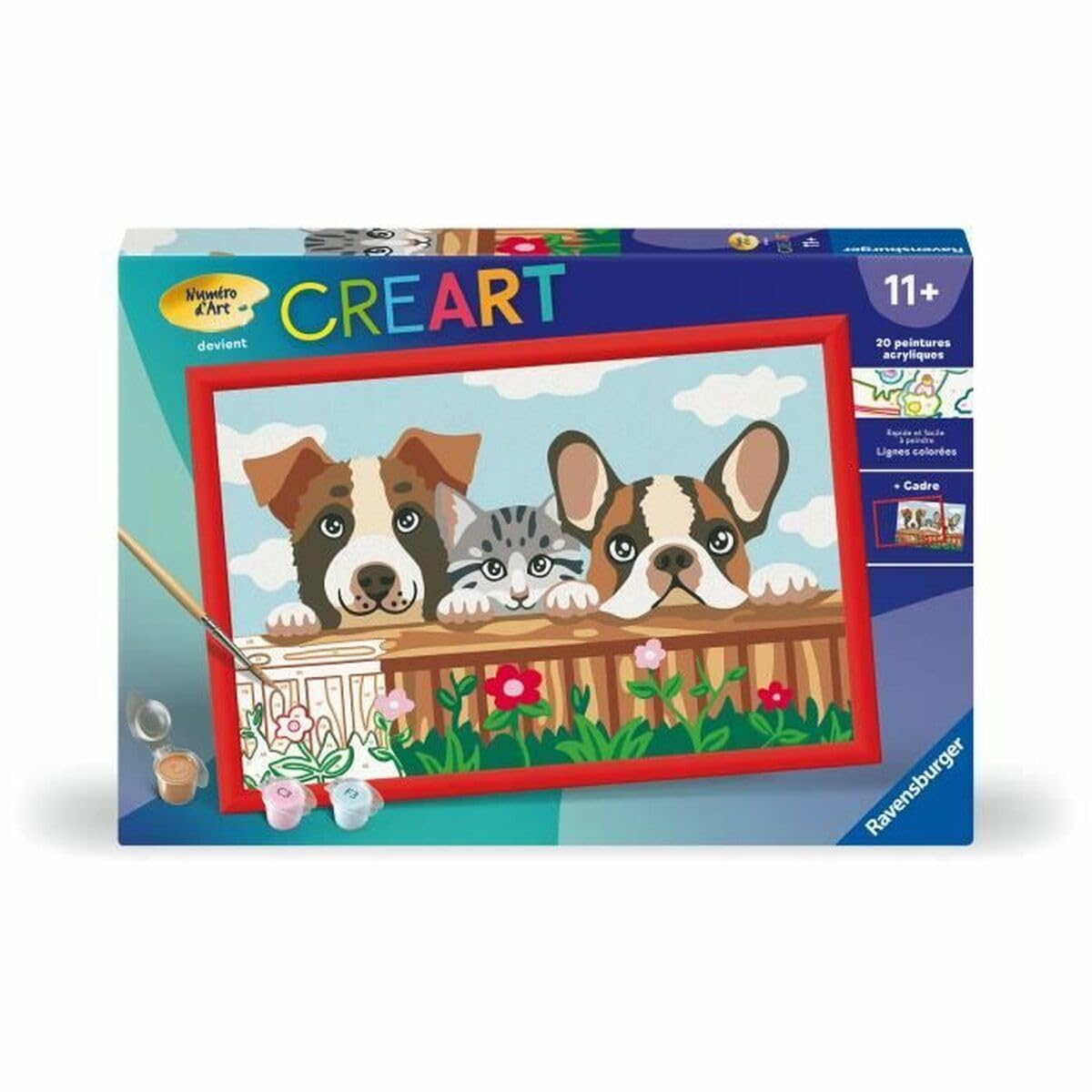 Ravensburger - CreArt Kids 31x21cm - Art Number - Dogs and Cats - Paint by Numbers Kit - Ages 9 and Above - 25908