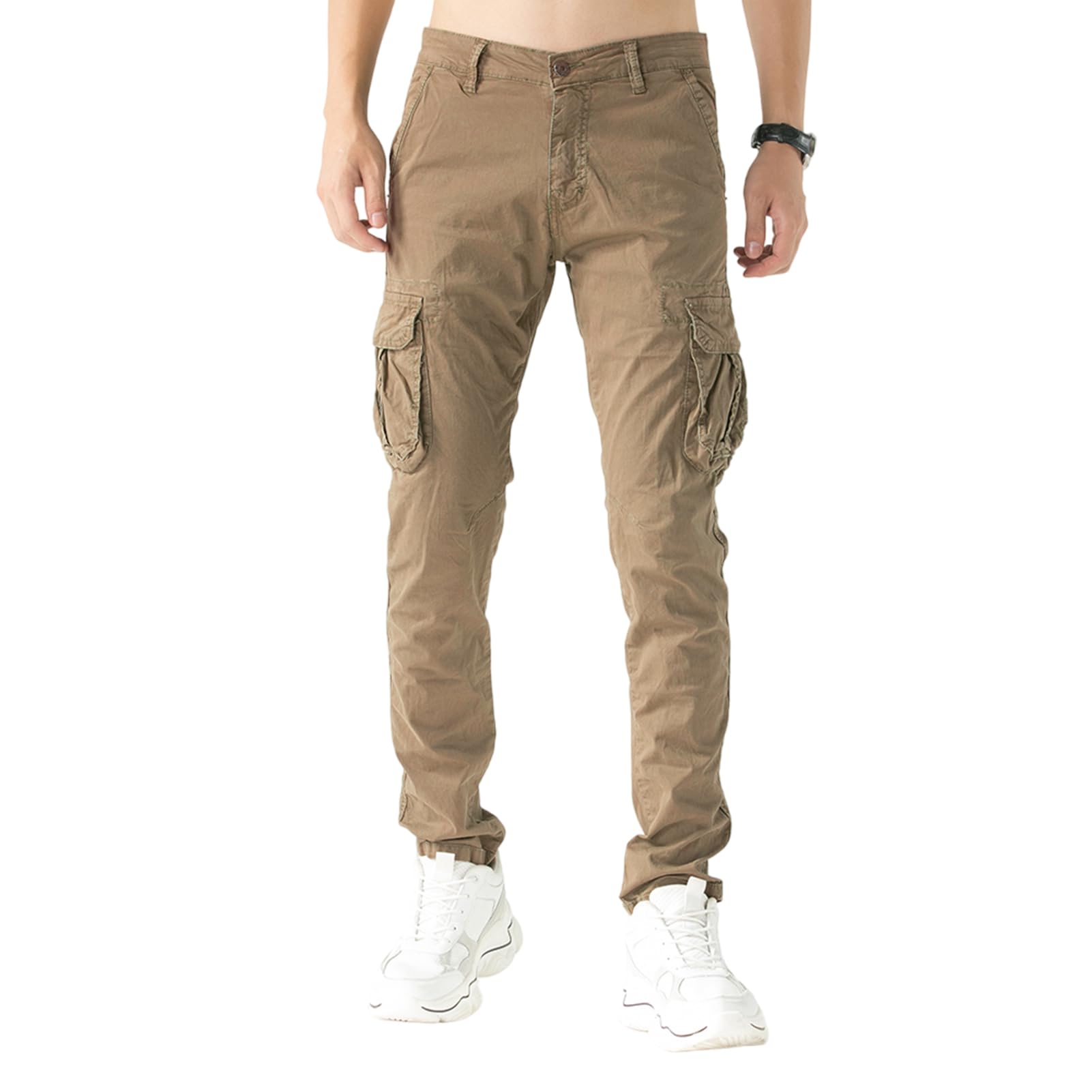 TONY BACKER Pantaloni Uomo Leggero in Cotone Multitasche Casual di Tela Stretch Materiale con Tasche Laterali 1583