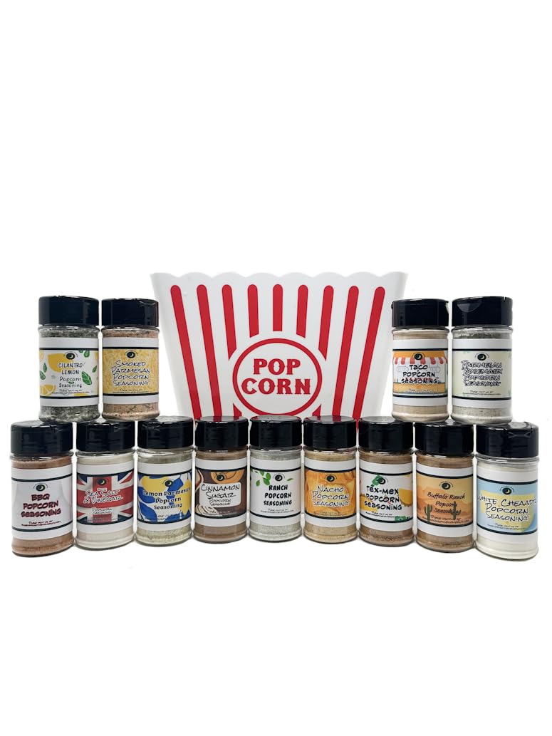 Premium | The ULTIMATE Popcorn Lover's POPCORN SEASONING Variety or Gift Pack | Large Popcorn Tub Included | 13 Count