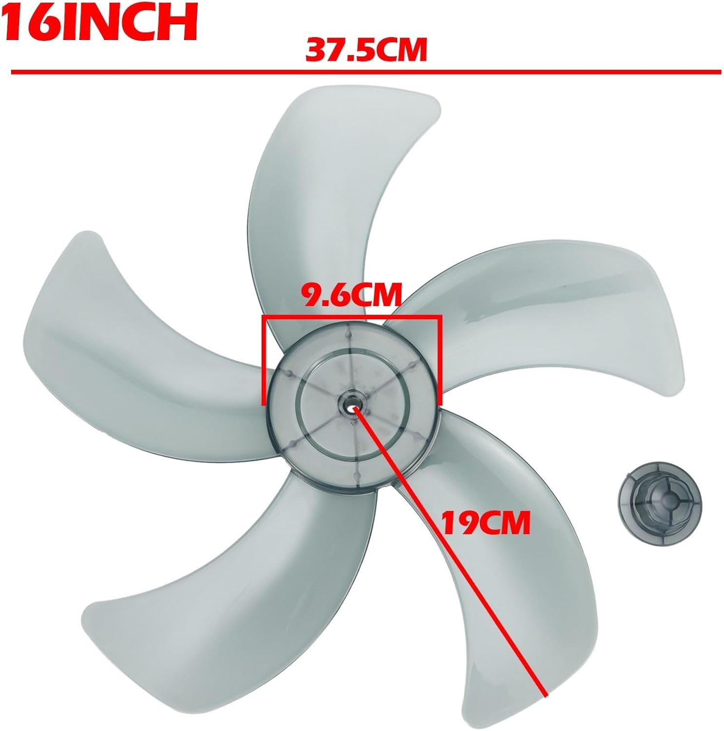 16 Inch Fan Blade Replacement, Plastic Standing Fan Blade 5 Leaves With Nut Cover For Standing, Pedestal Fan Blade Replacement, Table Fanner(Black)