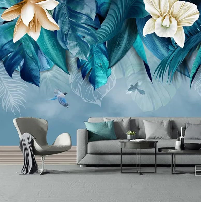 Papier peint mural effet 3D fleurs rétro qui agrandit votre salon et chambre