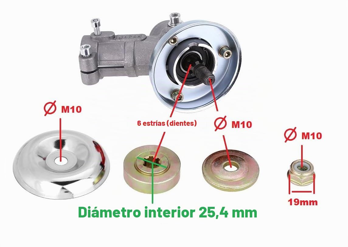 Pieza de repuesto original del fabricante. Cabezal angular/cabezal de transmisión de 26 mm. Eje cuadrado 5 mm x 5 mm para desbrozadora/cortabordes. Compruebe su modelo Antes de comprar. Dimensiones en