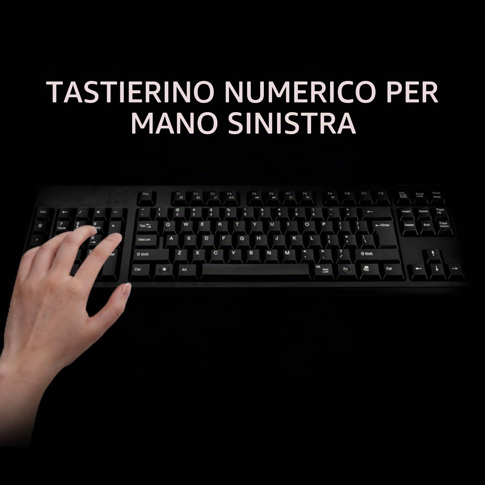 Tastiera ergonomica per mancini Layout full-size Dual USB Interface Design Boost Efficienza di lavoro