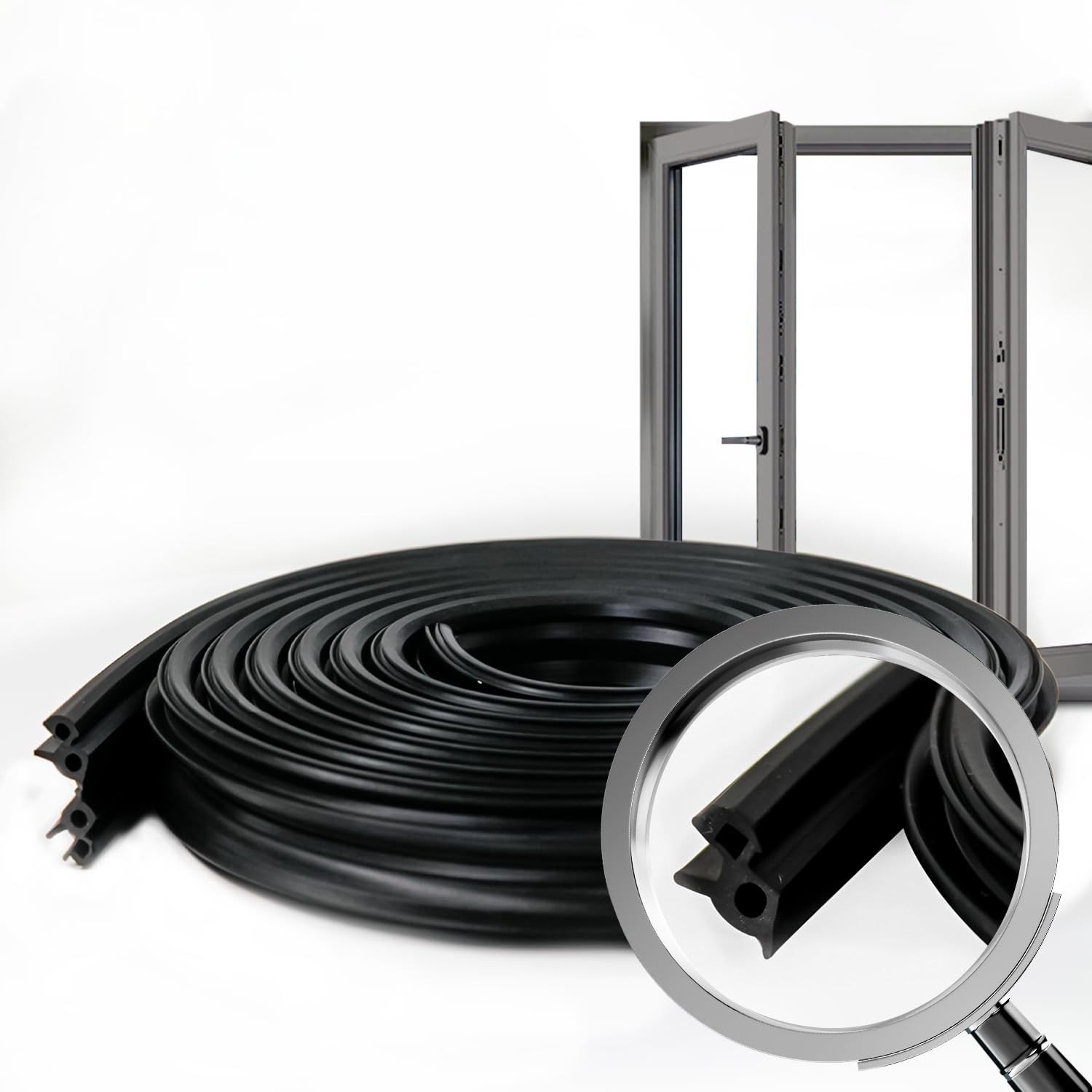 Fensterdichtung S-1387 (50 m) | PVC-Fensterdichtung ideal für Wärme- und Schalldämmung. Weiche und robuste Gummidichtung, um das Eindringen von Luft zu verhindern, verbessert die Dichtigkeit.