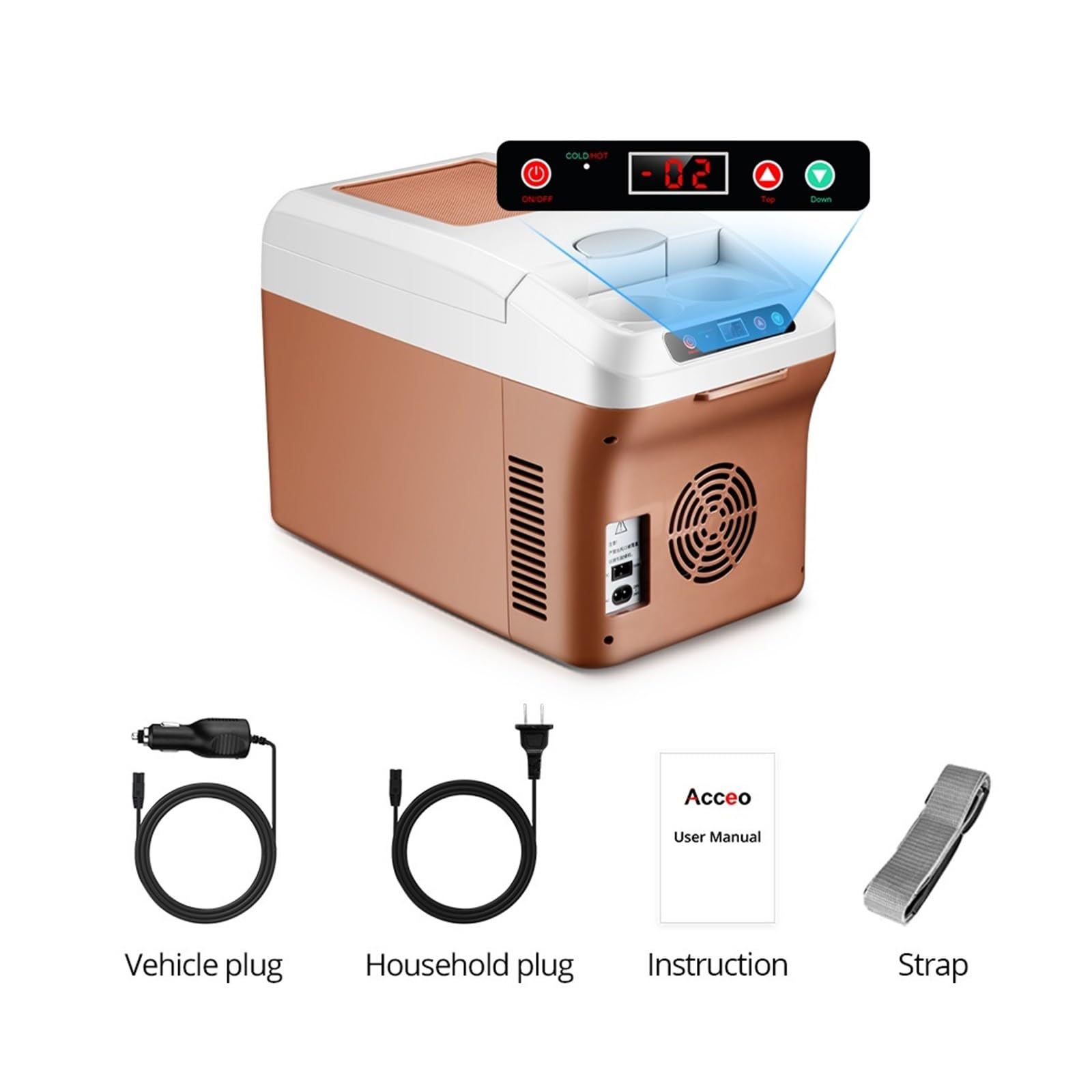Refrigerador eléctrico portátil de 220 V, 12 V y 24 V for Coche, mininevera, congelador, Ideal for Camping, casa, camión, Playa o vehículo.(LED Screen-M20P)