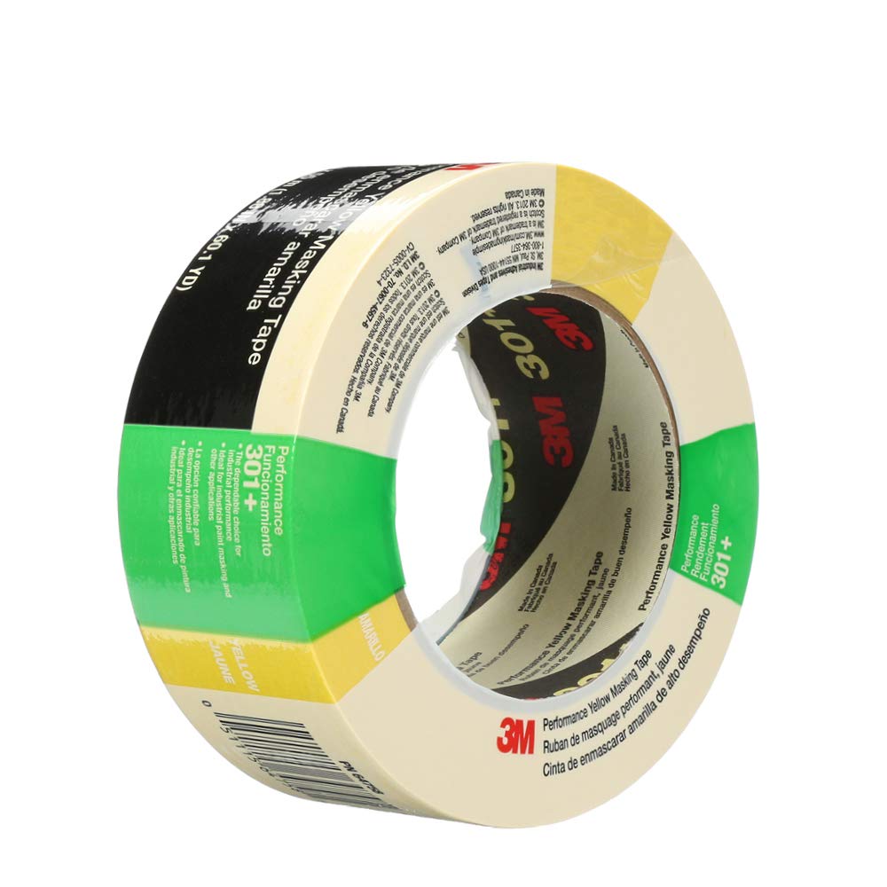 3M Performance Yellow Masking Tape 301+, 48 mm x 55 m, Conveniently Packaged