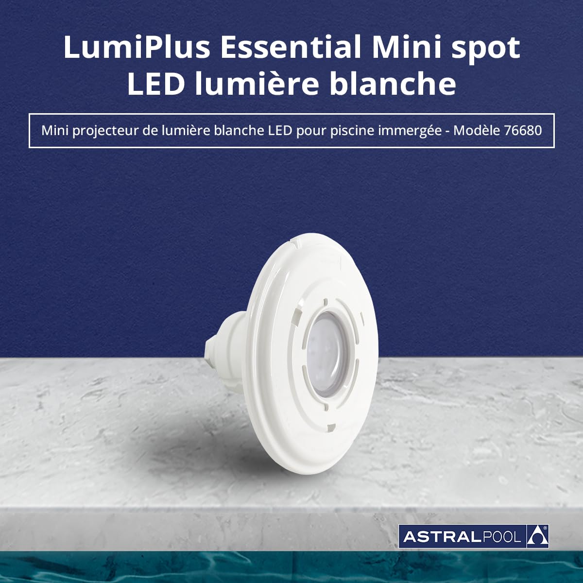 Astralpool Mini Projecteur LED Blanc pour Piscine 76680 - Monté en niche - 4W (6 VA) - Faible consommation d'énergie - Jusqu'à 50 000 heures