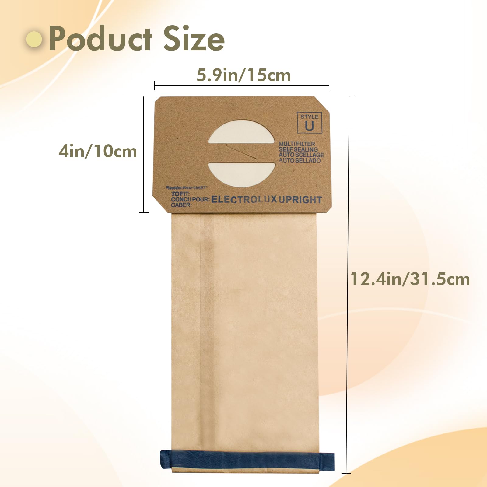 24-Pack Replacement Micro Filtration Vacuum Bags for electrolux Upright Style U & Aerus Vacuums | Fits Discovery II, Lux 4000, Ultralux, Genesis, Prolux, Epic 3500