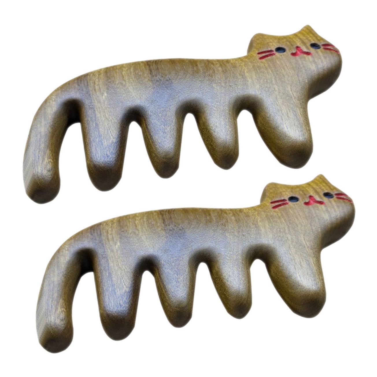 3 Ensembles Peigne Forme De Chat Lot De Peignes À Large Dents Pour Massage Pour Types De Cheveux 2 Pièces * 3