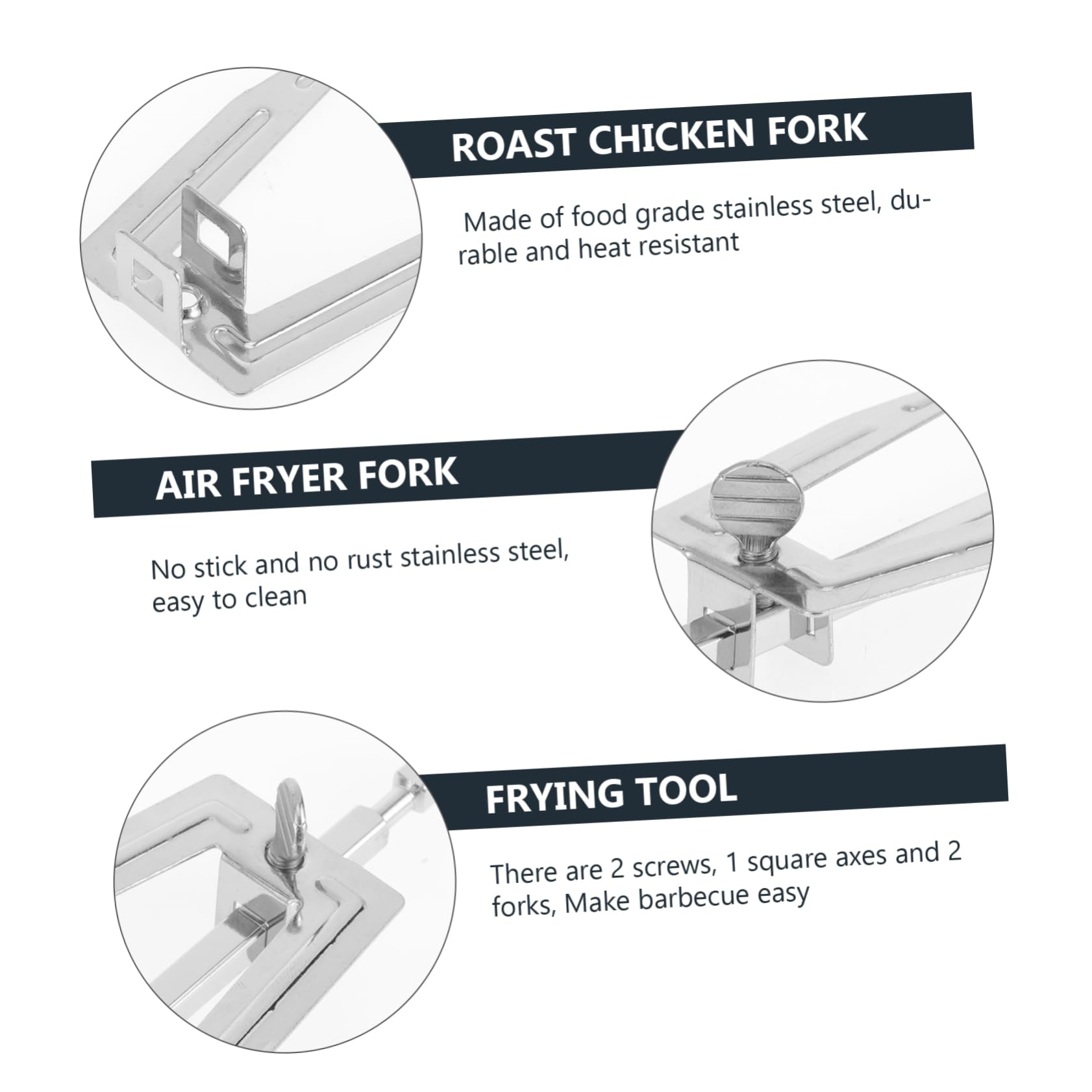 DECOMELODY 1set Rotating Chicken Forks for Air Fryer and Oven Roasting Easy to Clean and Store for Grilling Whole Chickens and Outdoor Bbqs