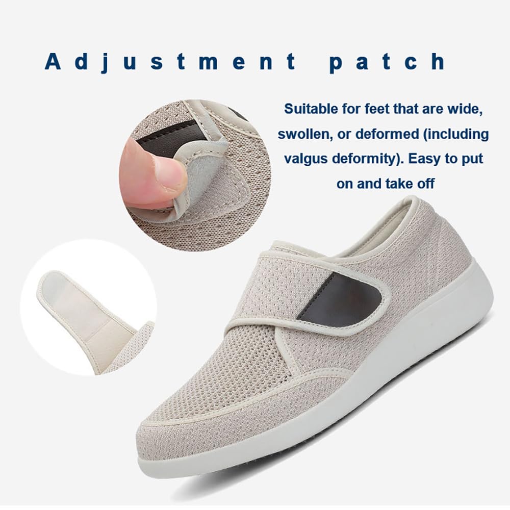 Zapatillas Ortopédicas para Diabéticos Fáciles De Poner Ajustables Y Extra Anchas Calzado Casual Transpirable para Caminar O Estar En Casa con Plantilla De Espuma Viscoelástica Y Suela